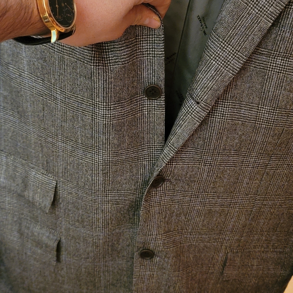 Kiton grey and black plaid suit